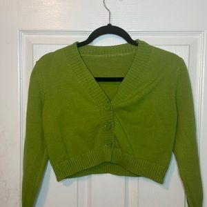 Low v-neck light green sweater